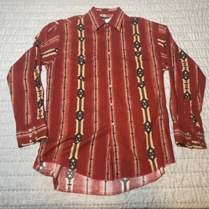 Vtg Wrangler Western Aztec Geometric Pearl Snap Button Cowboy Shirt 90s EUC sz L - Picture 1 of 11