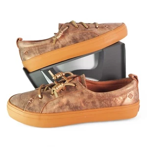 Sperry Crest Vibe Shimmer Metallic Leather Sneakers "Rose" STS87914 Women's 9 - Picture 1 of 11