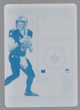2019 Drew Brees Panini Contenders Optic #71 Cyan Printing Plate 1/1 Saints