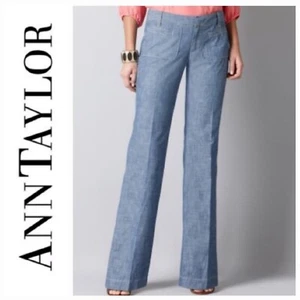 👖🛍 ANN TAYLOR Hose blau meliert 100% Baumwolle Neu mit Etikett ~ 6 M3020 - Bild 1 von 21
