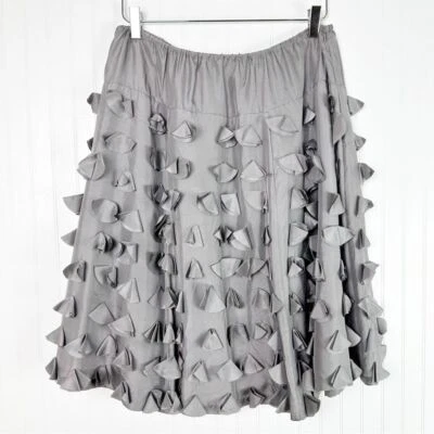 Garnet Hill Silk A-Line Pewter Grey Petal Skirt 10 - Image 1 of 4