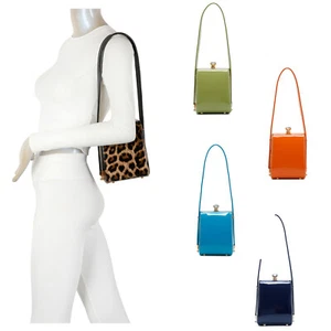 Mini Bolso de Hombro Diamante Deco Mujer Fiesta Noche Patente Cuero Imitado - Imagen 1 de 14