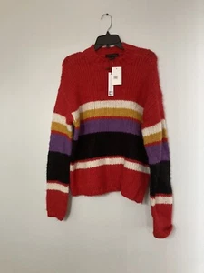 Sanctuary Strickpullover Party Streifen Wolle Alpaka Mischung Rundhalsausschnitt Pullover Neu mit Etikett - Bild 1 von 3