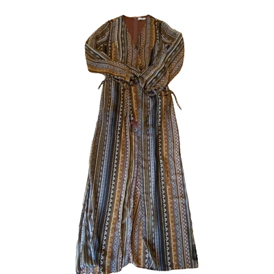 L Love Maxi Dress Romper Womens Small Brown Walkthrough Southwest Zip Long - Image 1 of 4