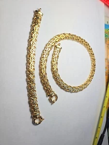 Hermoso Collar y Pulsera de 7,5" Enchapado Italia 18k GP Calidad Hecha 18k - Imagen 1 de 15