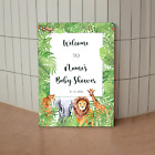 Personalised Animal Jungle Theme Baby Shower Welcome Board Sign A1 A2 A3 Or A4
