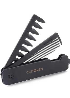 Peine Barba Plegable 2 en 1 Billetera Bolsillo Antiestático Cabello Pan Bigote Hombre Regalo Foto 1 de 4