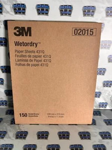 3M 02015 Wetordry Sanding Sheets 431Q Pack of 50 Sheets 150 Grit - New Box - Picture 1 of 3