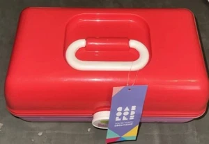 PINK & Red Caboodles Makeup Case 3 Tier Travel Vanity Mirror.  New With Tags. - Picture 1 of 9