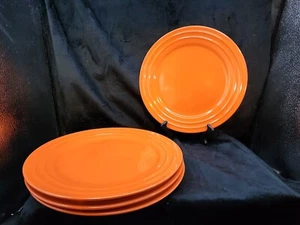 Rachel Ray Double Ridge Orange Dinner Plates Set of 4 - Picture 1 of 2