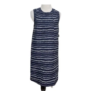 Kensie NWOT Digital Lines Sleeveless Printed Shift Dress Navy Silver XS Preppy - Picture 1 of 12