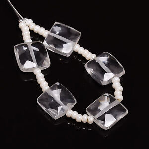 Natural White Topaz Square Shape Faceted Beads 7X7X4 mm Strand 4" DK-5827