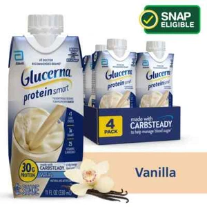 Glucerna Protein Smart Nutritional Shake, Vanilla, 11-fl-oz Carton, 4 Count - Picture 1 of 6
