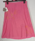 TU SKIRT - PINK - A-Line -Linen Cotton -Floral Embroidery Beaded - Size 8 - NEW