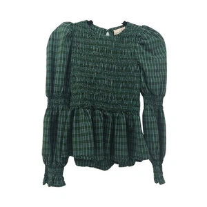 Universal Thread grün kariertes Damen Oberteil Puffärmel Gr. XS - Bild 1 von 13