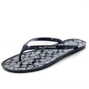 COACH Lyra Women's Black Jelly Signature Thong Sandals Flip Flops Size 8 - Picture 1 of 5