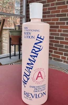 Revlon Aquamarine Body Lotion Vitamin A + Collagen Vintage Original 14.8 oz Full - Image 1 of 4