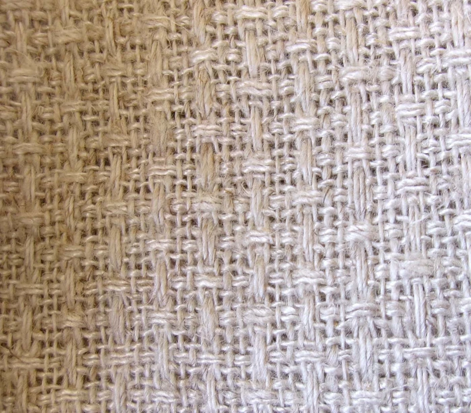 2+ yd Vintage Woven FABRIC Homespun Natural Tweed Boucle Linen Look Ecru Beige - Image 1 of 4