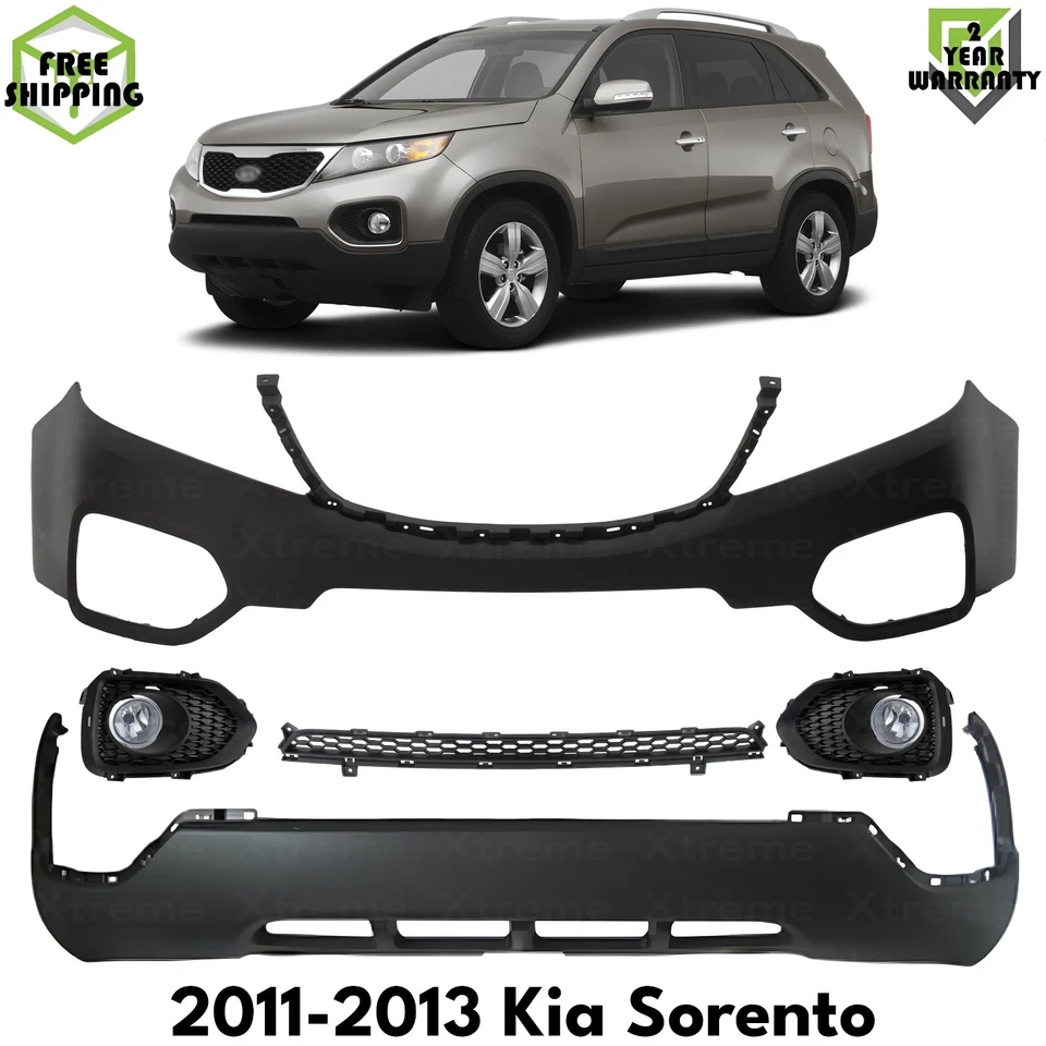 Front Bumper Cover Prime Plastic & Fog Lights Assembly For 2011-2013 Kia Sorento Foto 1 de 4