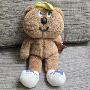 Vintage 1970s Baseball Teddy Bad News Bears Plush – 14" – Yellow Cap, Glove Bear - Picture 1 of 14