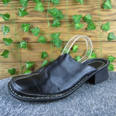 Josef Seibel Black Leather Slip-On Mule Heels Women's 40 Comfort Casual - Image 1 of 4