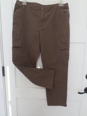 Chicos 2.5 或 14 x 28 英寸工装裤棕色实用腿拉链/弹力棉 — 第 1/4 张图片