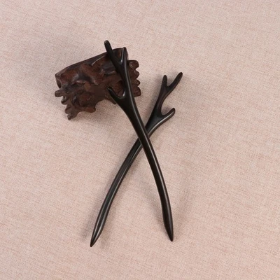  2pcs Ebony Hairpin Vintage Hair Split Handmade Headpiece - Image 1 of 4