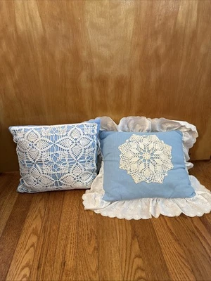 Винтажные синие и белые подушки 10 x 12 дюймов - Изображение 1 из 4