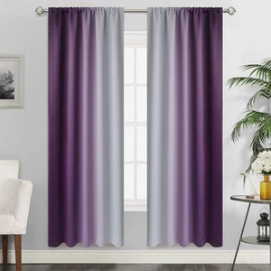Ombre Room Darkening Curtains for Living Room, Light Blocking Gradient Purple... - Picture 1 of 8
