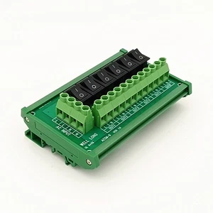 DIN Rail Mount 6 Channel Rocker Switch Power Distribution Strip Module - Picture 1 of 10