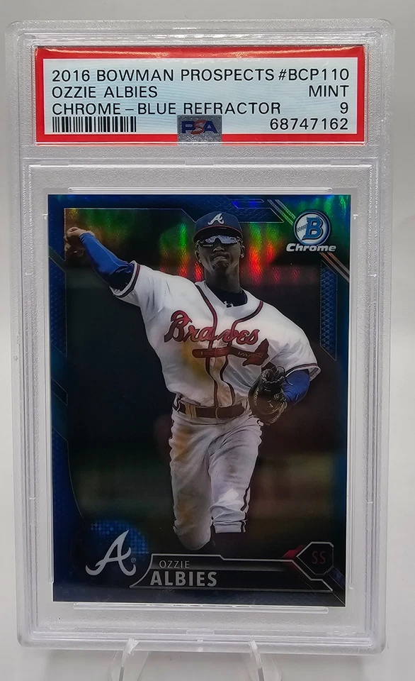 2016 Bowman Chrome Prospects Ozzie Albies Blue Refractor /150 PSA 9 Braves - Image 1 of 2