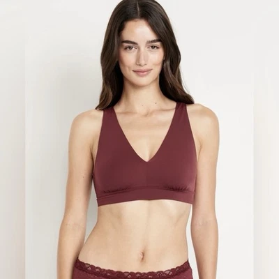 NWT Old Navy Women’s No-Show Bralette Bra Red Red Wine Large L - Image 1 of 4