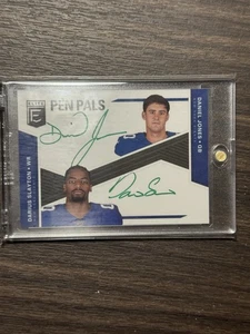 Penna Donruss Elite Daniel Jones Darius Slayton 2019 amici doppio inchiostro verde automatico SSP - Foto 1 di 2