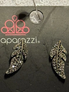 Paparazzi Jewelry Feathered Fortune Silver Post Earrings - Picture 1 of 5