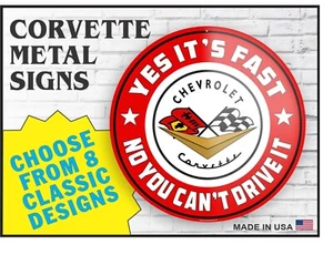 Corvette All Metal Garage Wall Sign Collection - ALL MODELS AVAILABLE - Picture 1 of 11