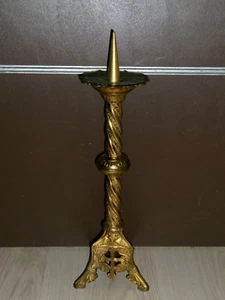 ANCIEN PIQUE-CIERGE/RELIGIEUX/EGLISE/BRONZE AJOURé /GOTHIQUE/XIXéme/H.34,5-41 cm - Picture 1 of 5