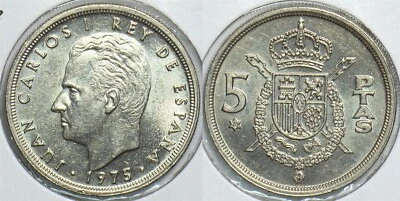 Spain 1975 5 Pesetas 153814 combine shipping - Image 1 of 3