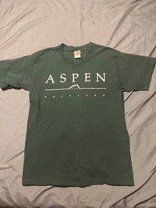 Vintage Y2K Fruit Of The Loom Green Shirt Aspen Colorado Size Large Very Nice - Picture 1 of 4