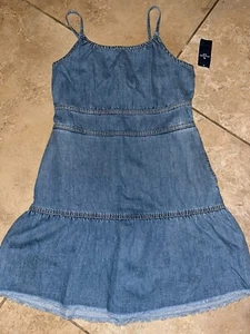 NWT Abercrombie Kids Spaghetti Strap Chambray Denim Dress 15/16 $50 - Picture 1 of 2
