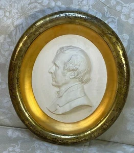 Thomas Dow Jones Basrelief Skulptur Büste von William Seward im Shadowbox Rahmen - Bild 1 von 12