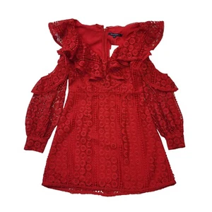 French Connection Red Massey Lace Evening Dress Women's UK 12 L EU 40 H403 - Picture 1 of 8