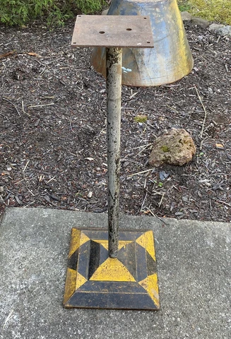 Vintage Cast Iron and Metal Table Base Painted Black & Yellow HEAVY 34.25"H Cover