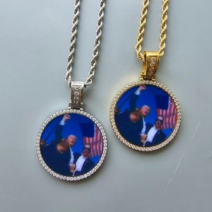 Stainless Steel CZ Customize Photo Pendant Picture Pendant/Trump/Hip Hop - Picture 1 of 8