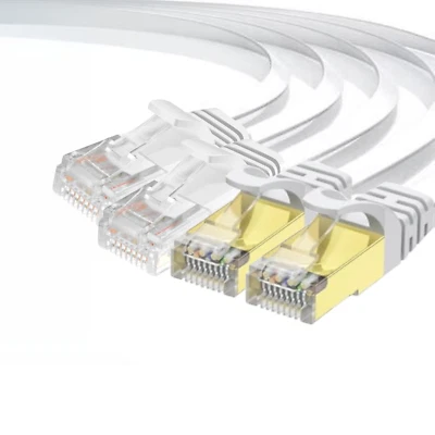 Internet Lan Kabel Netzwerk Patchkabel Cat 8 Cat 7 Cat 6 Flachkabel Ethernet NEU - Bild 1 von 4