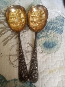 Godinger Gold and Silver-Tone Strawberry Serving Spoons Vintage - Picture 1 of 9