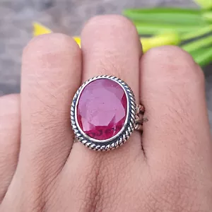 Ruby Ring 925 Sterling Silver Beautiful Women Boho Jewelry Gift For Her KA-187 - Picture 1 of 8