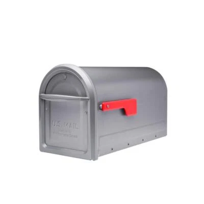 Post Mount Mailbox Graphite Gray Large Galvanized Steel Magnetic Latch Durable - Image 1 of 4