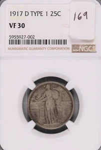 1917-D Type 1 Standing Liberty Silver Quarter NGC VF-30 #002 - Picture 1 of 2