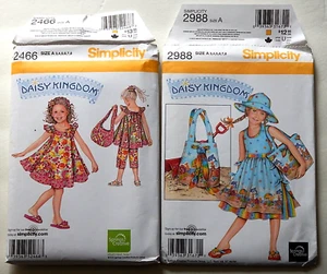 Simplicity 2466 & 2988 Daisy Kingdom Sleeveless Dresses ©2008-10 size 3-8 UC FF - Picture 1 of 5