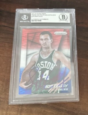 Bob Cousy 2014 Prizm Red White Blue SP BGS DNA BAS Slab Signed Autograph Celtics - Image 1 of 2